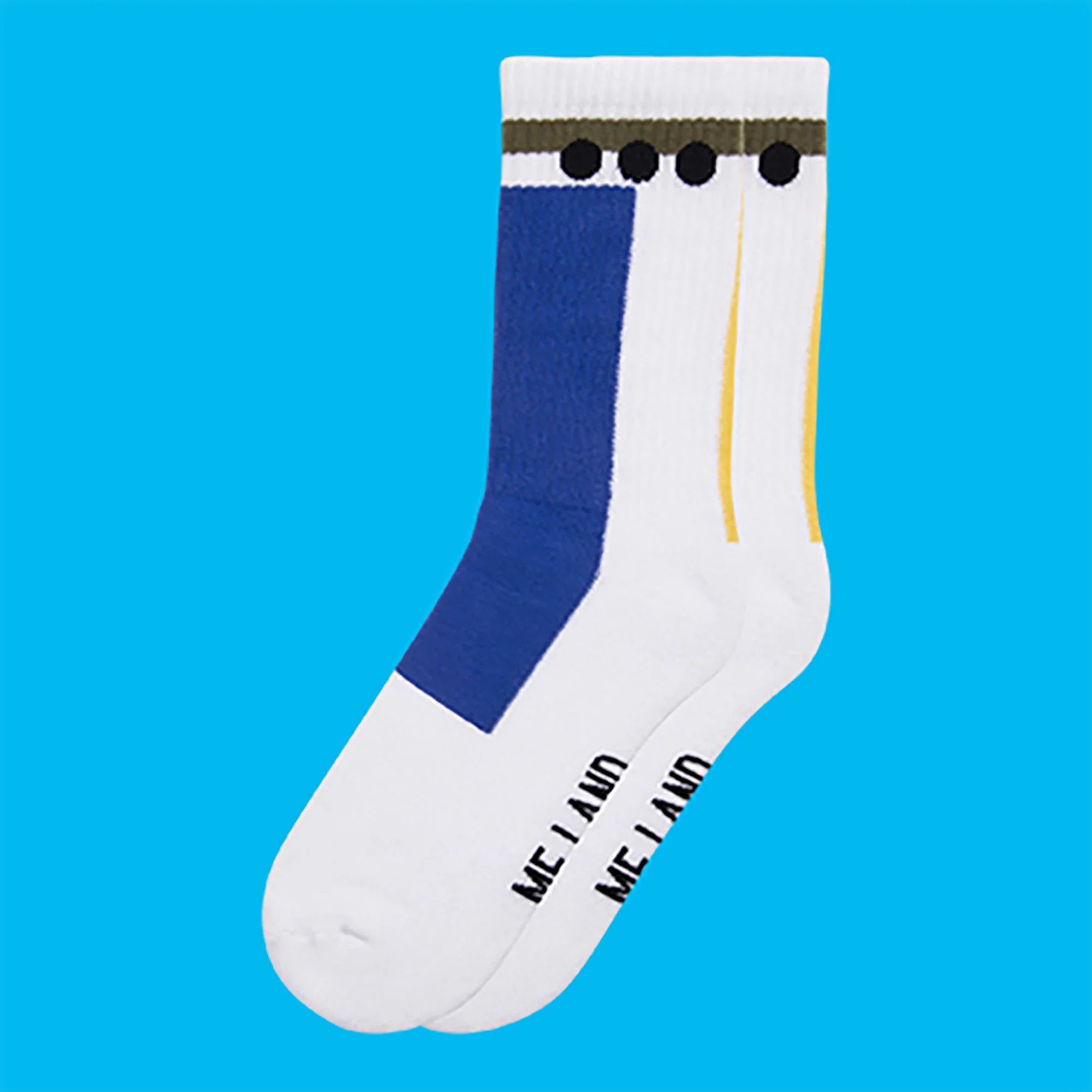 White geometrical organic cotton sport socks ✔ ME.LAND