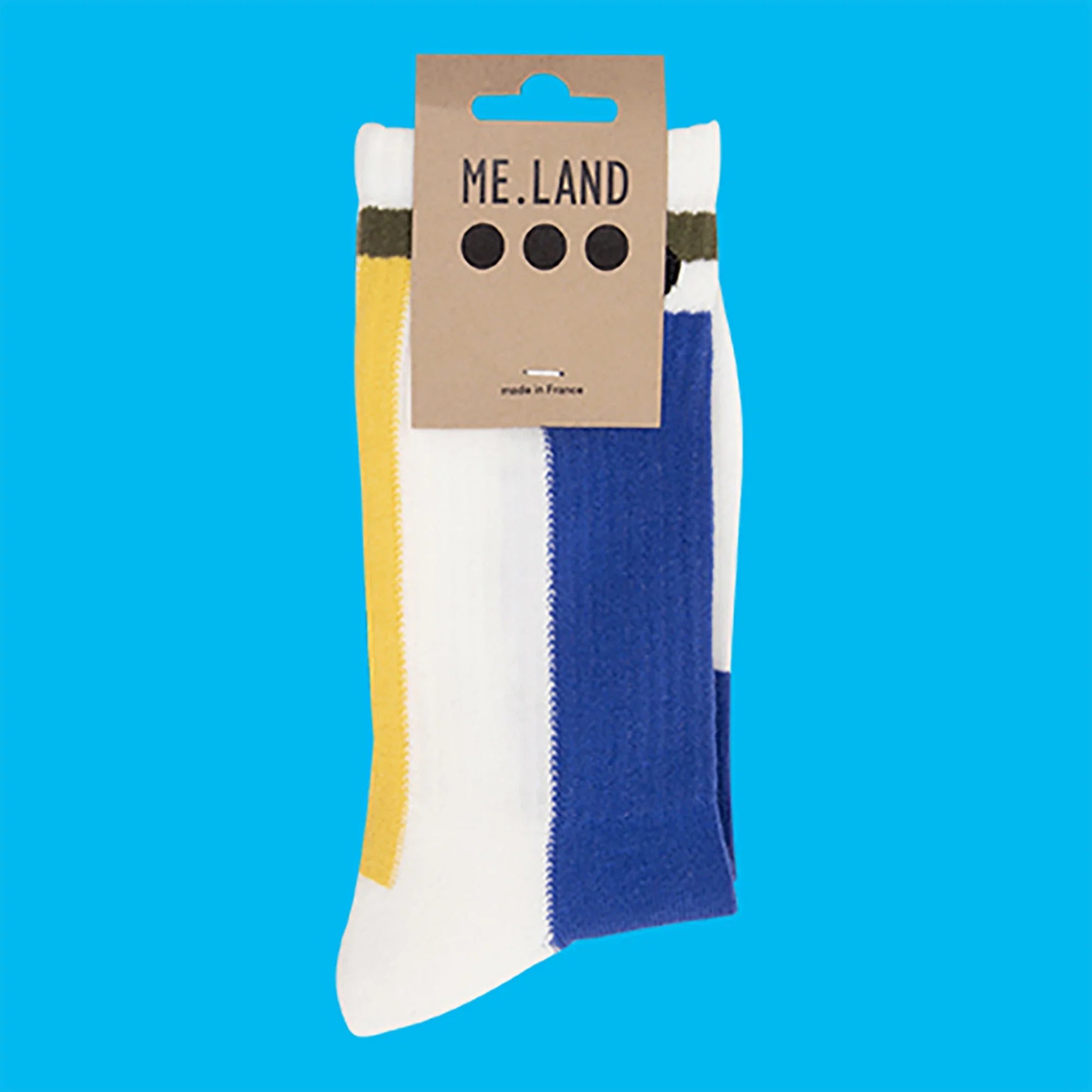White geometrical organic cotton sport socks ✔ ME.LAND