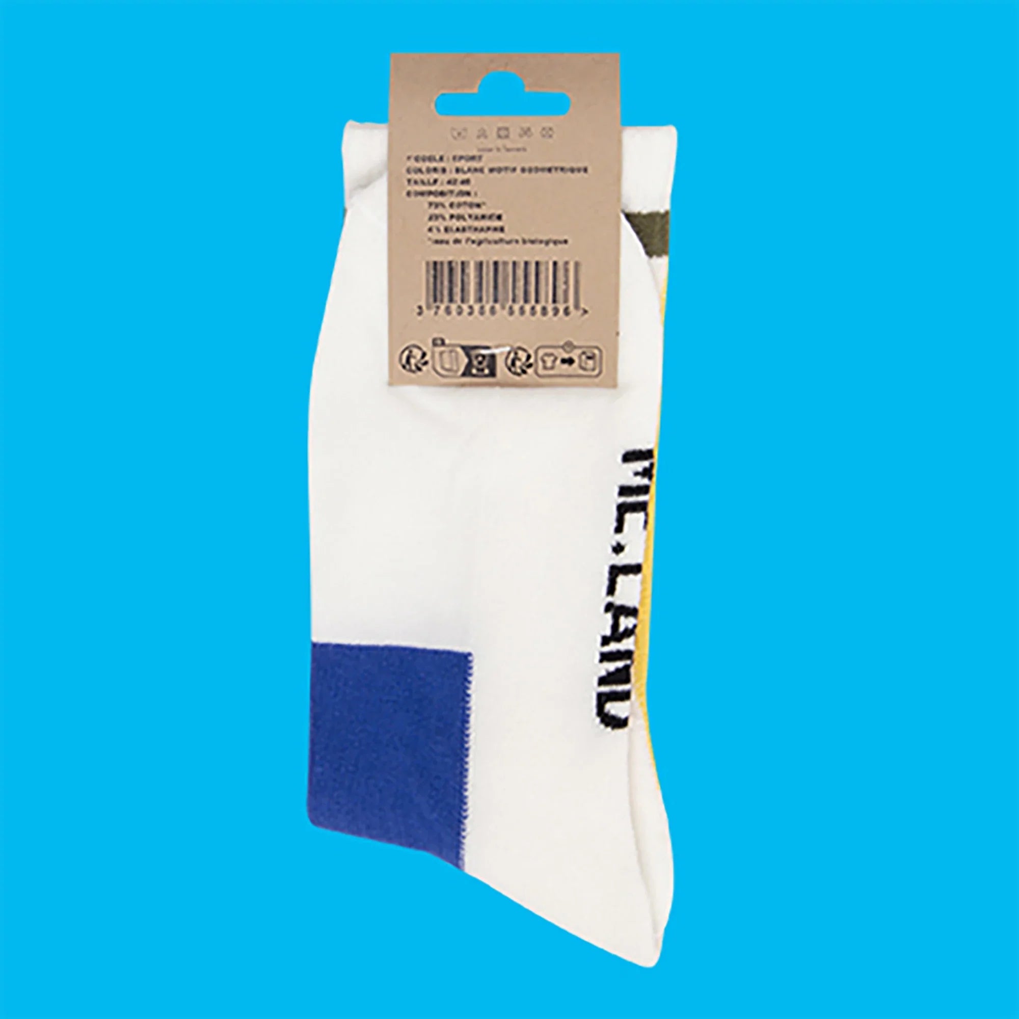 White geometrical organic cotton sport socks ✔ ME.LAND