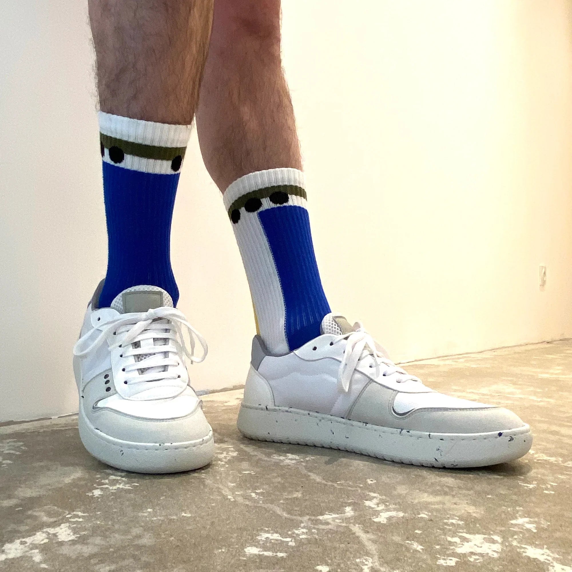 White geometrical organic cotton sport socks ✔ ME.LAND