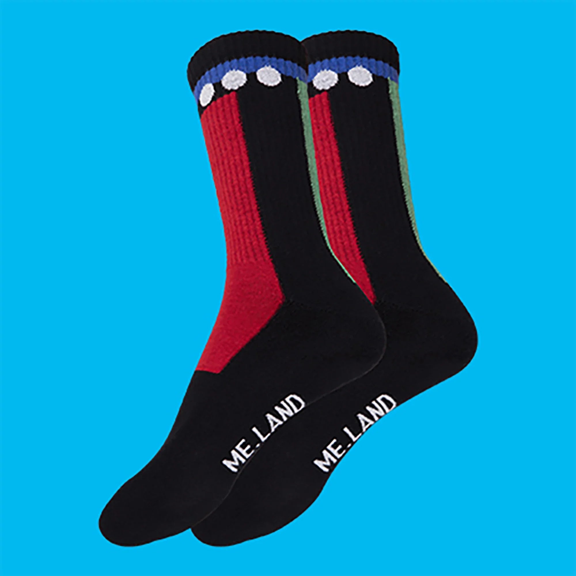 Black geomerical organic cotton sport socks ✔ ME.LAND