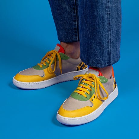 EVAN vegan and recycled sneaker in beige, yellow and green